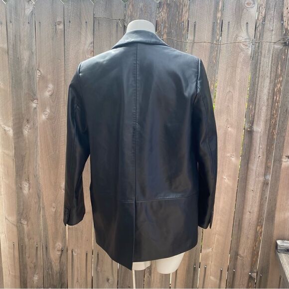 ZARA STRAIGHT CUT FAUX LEATHER BLAZER size small in black - Picture 9 of 12
